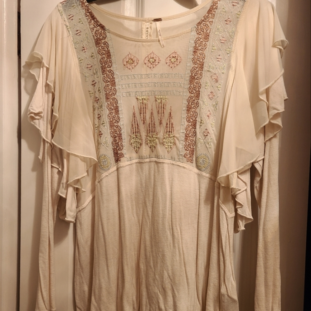 Free People, size Large cream top